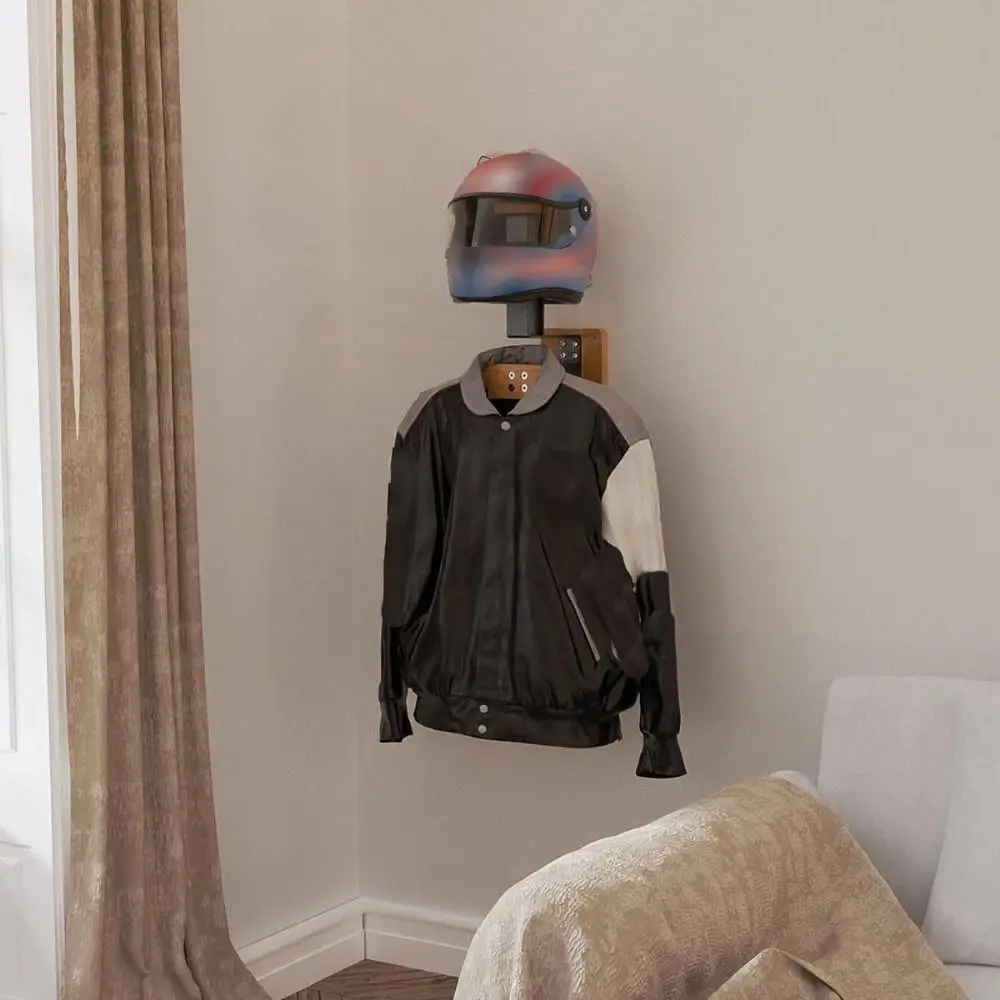 Wood Motorcycle Helmet Holder  - Cycling Gear Wall Organizer avis et prix